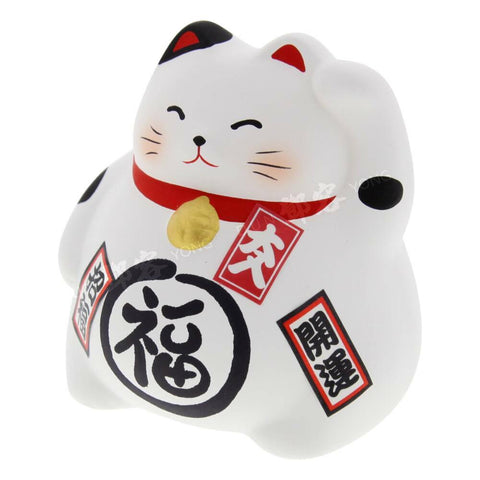 Maneki Neko Lucky Cat 9cm Earthenware White