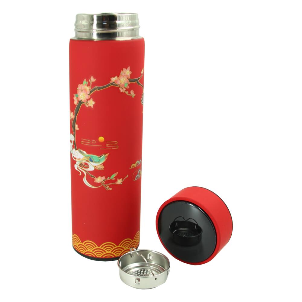 Vacuum Flask Chinese Style with Display Red Dun Yong