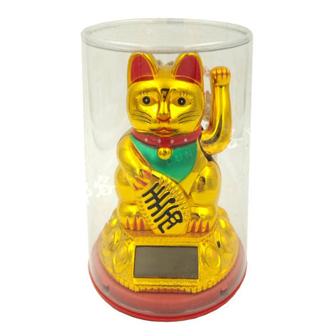 Shohuku Lucky Cat Gold Solar 8.75cm