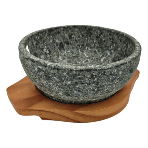 Korean Stone Bibimbap Bowl with Wooden Trivet 18cm