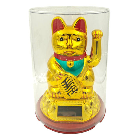 Shohuku Lucky Cat Gold Solar 15cm