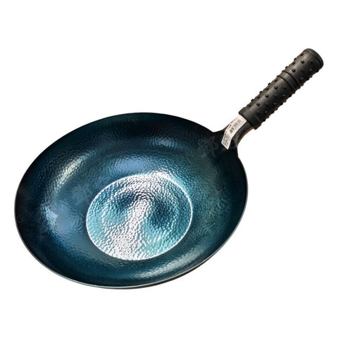 Iron Wok Blue Flat with Lid Deluxe 32cm (Zhang Qiu)