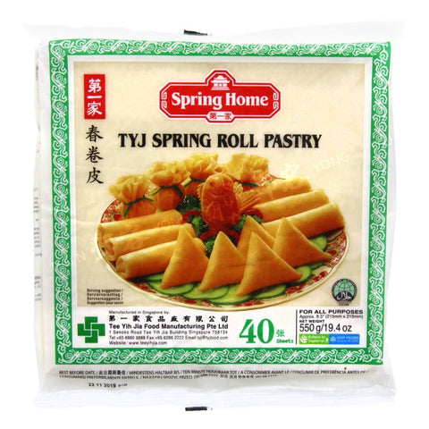 TYJ Spring Roll Pastry 215x215mm 40pcs (Spring Home) 550g