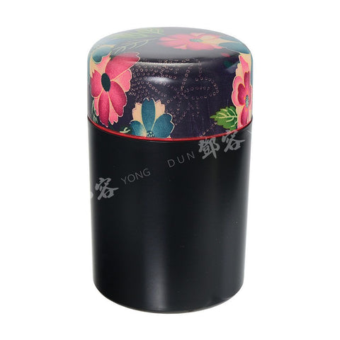 Tea Container Black Lacquer ABS 8.8x14cm