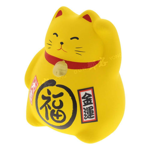 Maneki Neko Lucky Cat 9cm Earthenware Yellow