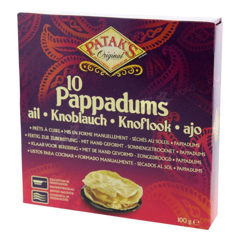 Pappadums Garlic 10pcs (Patak's) 100g
